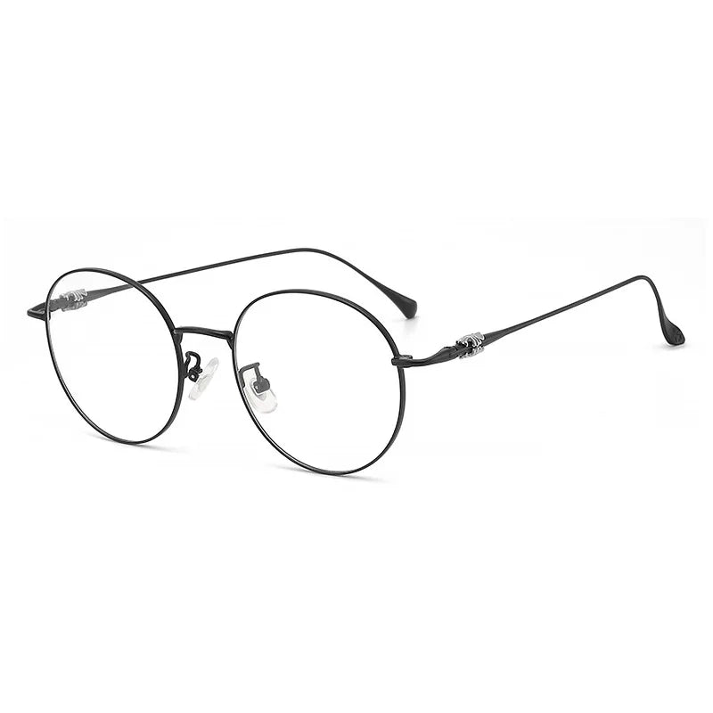 Yimaruili Full Rim Small Round Titanium Alloy Eyeglasses 115112 Full Rim Yimaruili Eyeglasses Black  