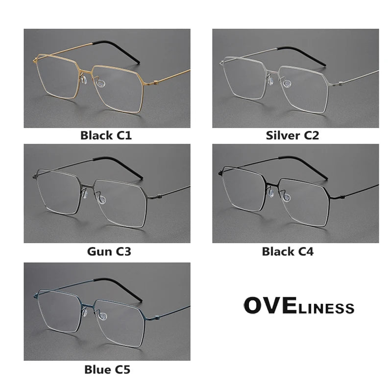 Oveliness Unisex Full Rim Flat Top Square Titanium Eyeglasses O5514 Full Rim Oveliness   