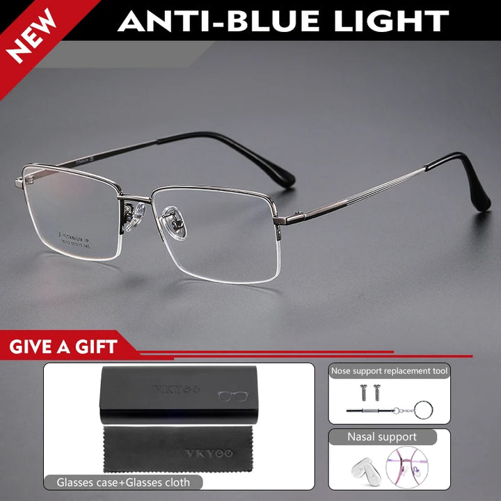 Vicky Unisex Semi Rim Square Titanium Reading Glasses 18012