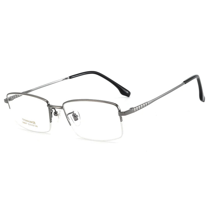 Bclear Unisex Semi Rim Square Small Titanium Eyeglasses 86697 Semi Rim Bclear GRAY  