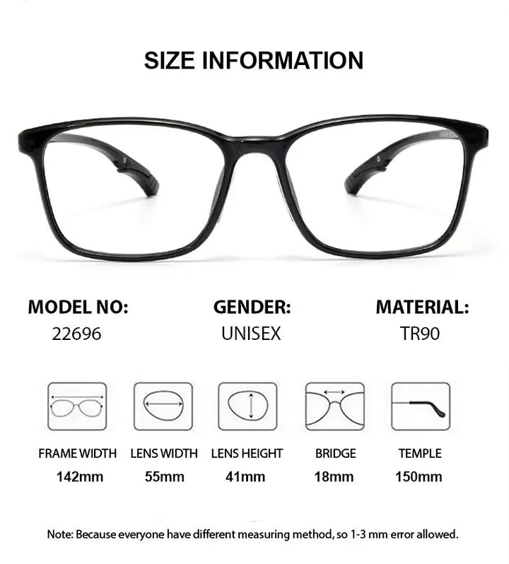 Chashma Ochki Unisex Full Rim Square Brow Line Tr 90 Eyeglasses 822696