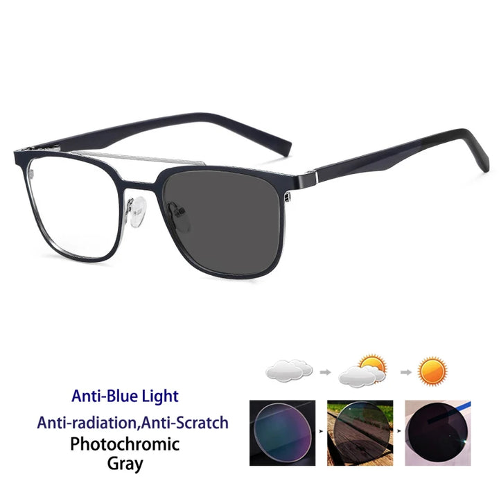 Kocolior Women's Full Rim Square Double Bridge Alloy Reading Glasses 91362