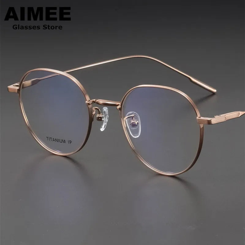 Aimee Women's Full Rim Flat Top Round Titanium Eyeglasses 13850