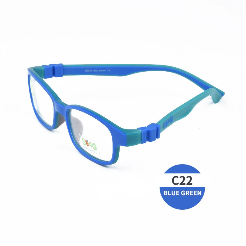 Secg Unisex Youth Full Rim Square Tr 90 Silicone Eyeglasses 3018 Full Rim Secg c22  