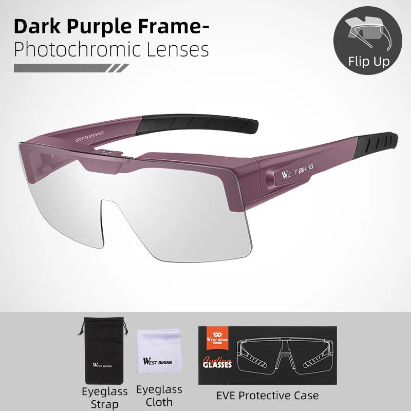 West Biking Unisex Full Rim Square Flip Up Over Frame Sunglasses 940703