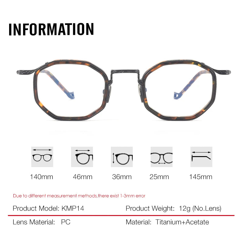 Aror Unisex Full Rim Polygon Acetate Titanium Eyeglasses 59214