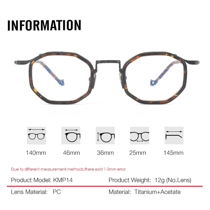 Aror Unisex Full Rim Polygon Acetate Titanium Eyeglasses 59214