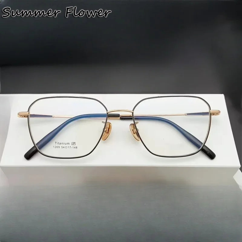 Summer Flower Unisex Full Rim Polygonal Titanium Eyeglasses  611269
