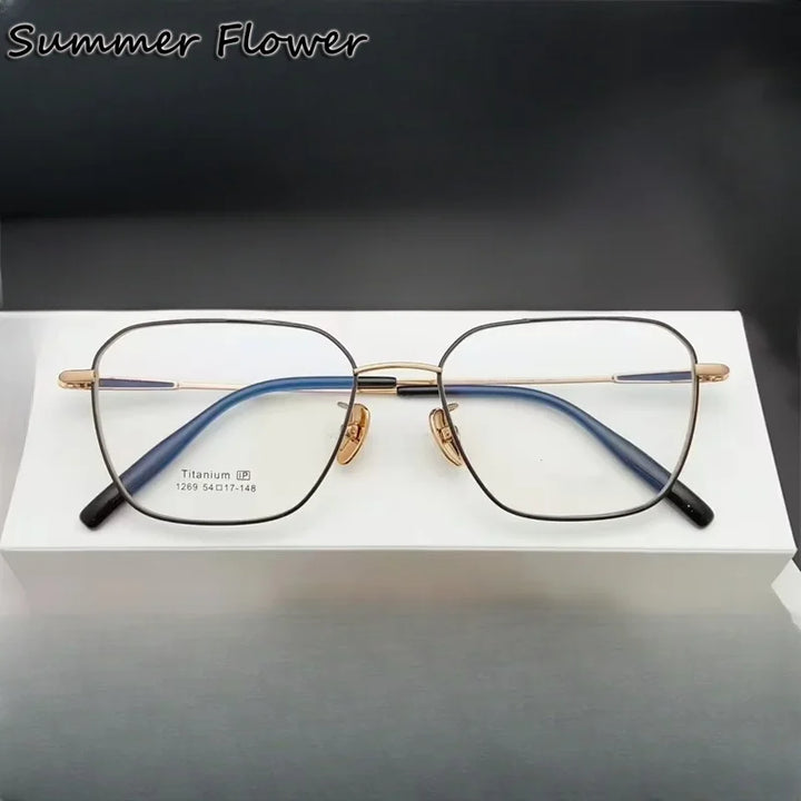 Summer Flower Unisex Full Rim Polygonal Titanium Eyeglasses  611269