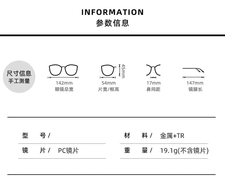 CCspace Women's Full Rim Square Tr 90 Alloy Reading Glasses 311846