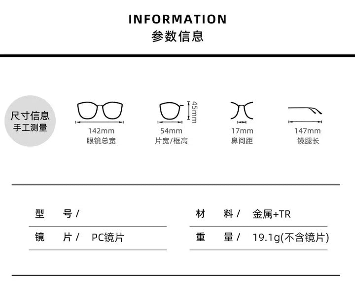 CCspace Women's Full Rim Square Tr 90 Alloy Reading Glasses 311846