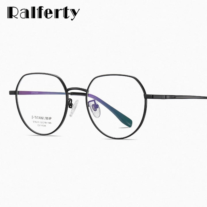 Ralferty Women's Full Rim Flat Top Oval Titanium Eyeglasses R6215 Full Rim Ralferty   