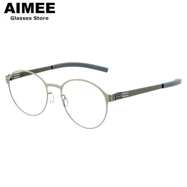 Aimee Women's Full Rim Oval Round Screwless Steel Eyeglasses 1178 Full Rim Aimee Gun-Grey  