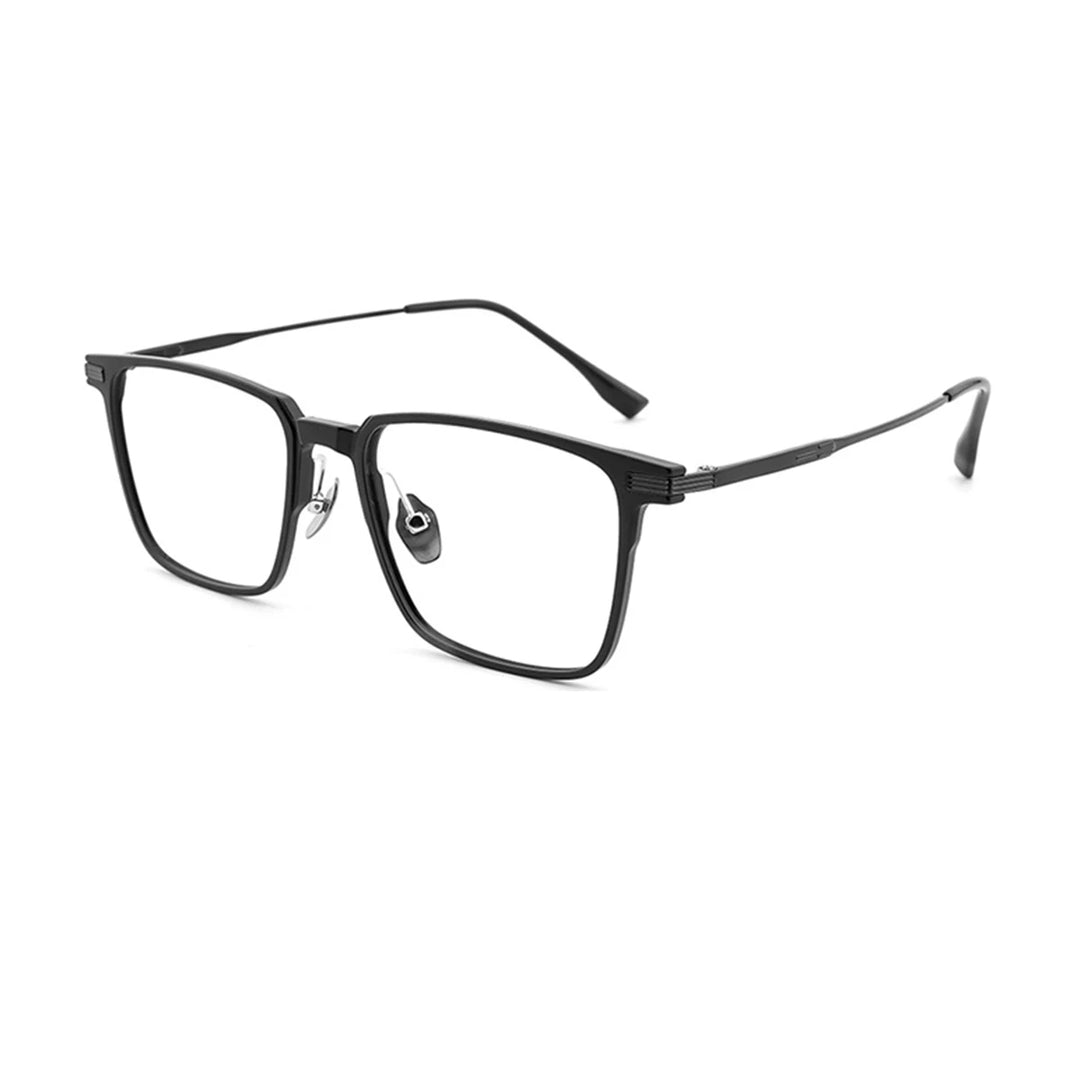 KatKani Unisex Full Rim Square Aluminum Titanium Alloy Eyeglasses 96805 Full Rim KatKani Eyeglasses Black  