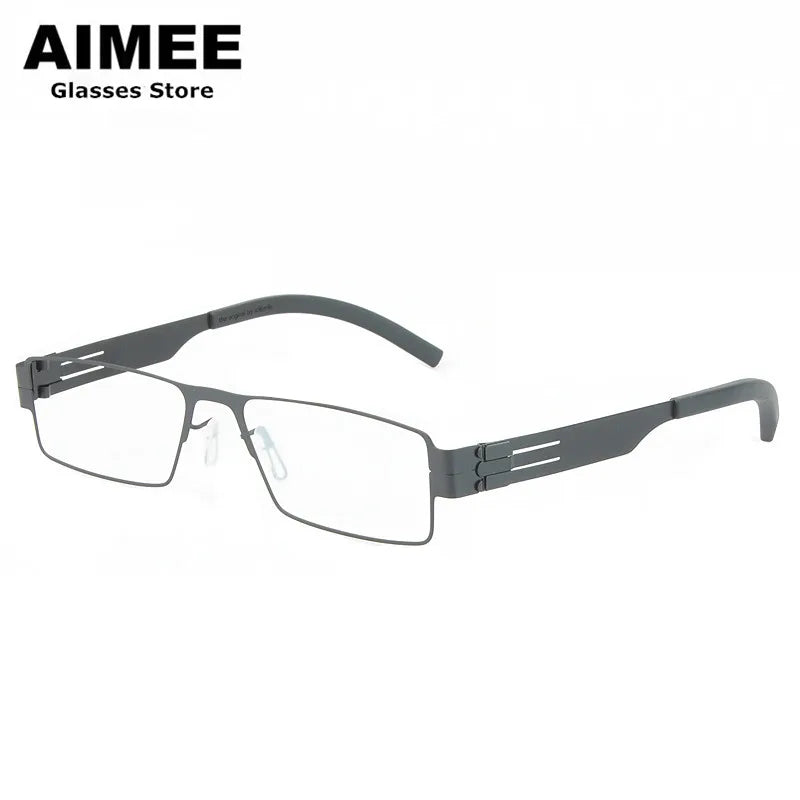 Aimee Unisex Full Rim Square Screwless Steel Eyeglasses 1132 Full Rim Aimee Black  