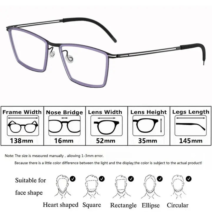Bobbie 460652 Unisex Screwless Acetate Full Rim Square Titanium Frames — view 2 | Bobbie at FuzWeb