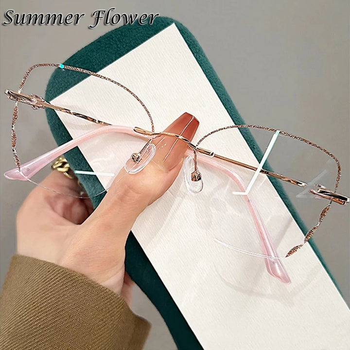 Summer Flower Women's Full Rim Square Cat Eye Titanium Eyeglasses 213517 Full Rim Summer Flower Pink Gold