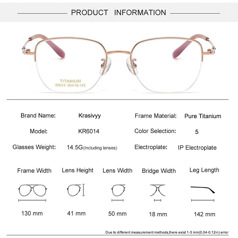 Krasivyy Women's Semi Rim Oval Square Titanium Eyeglasses 6014 Semi Rim Krasivyy   