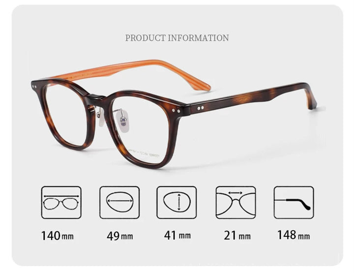 Black Mask Unisex Full Rim Round Square Acetate Eyeglasses 369805