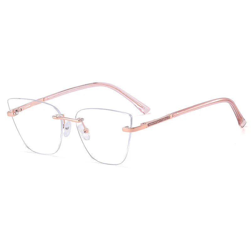 CCspace Women's Rimless Oval Cat Eye Tr 90 Alloy Reading Glasses 312720