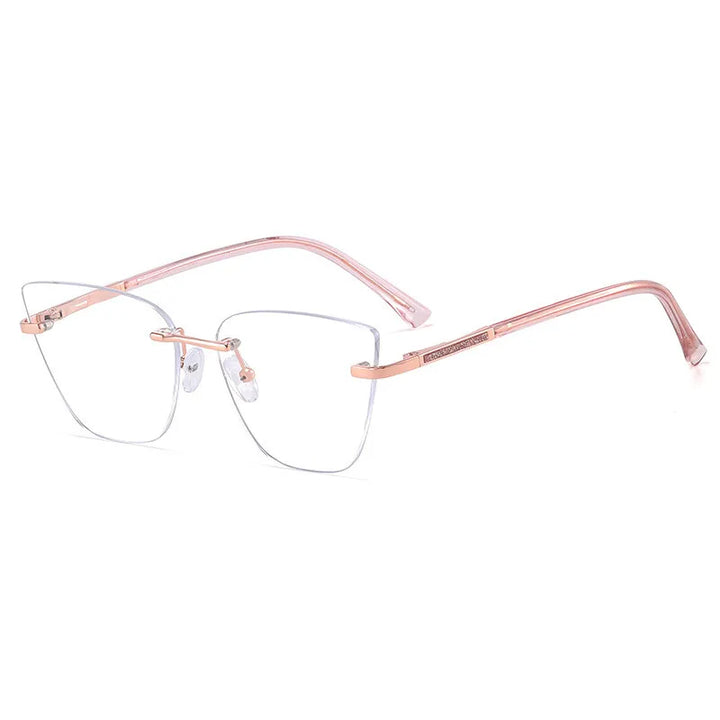 CCspace Women's Rimless Oval Cat Eye Tr 90 Alloy Reading Glasses 312720