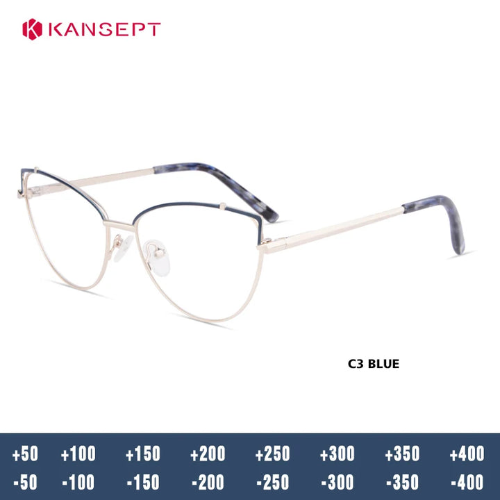 Kansept Women's Full Rim Oval Cat Eye Alloy Reading Glasses 791571