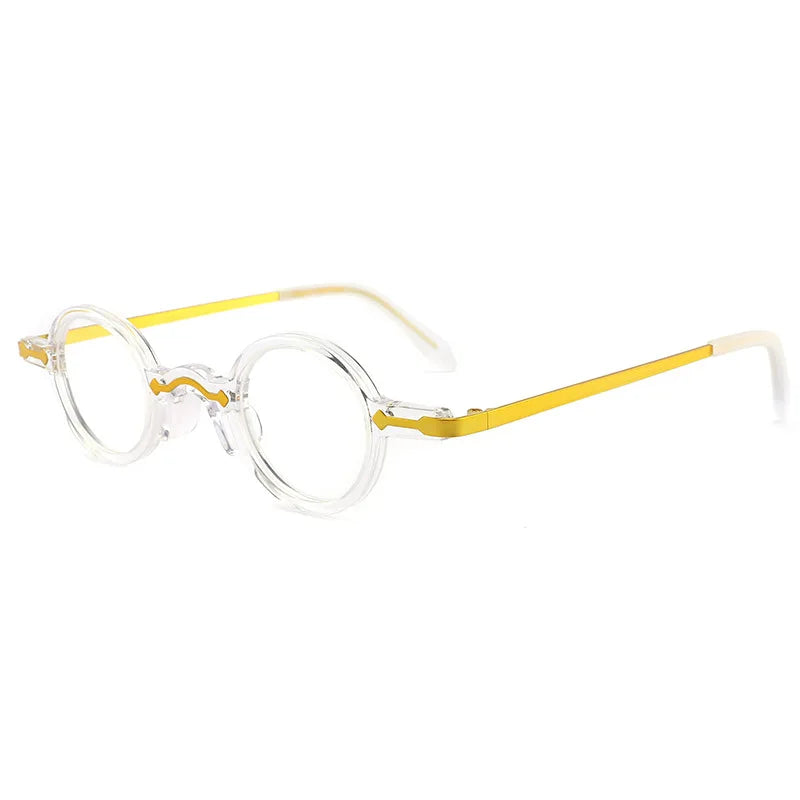 CCspace Women's Full Rim Round Cat Eye Acetate Eyeglasses 57414 Full Rim CCspace yellow  