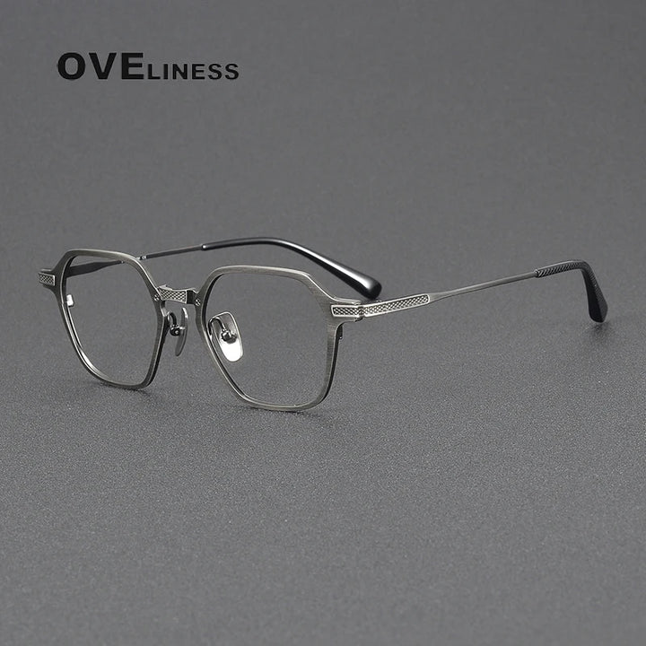 Oveliness Unisex Full Rim Polygon Square Titanium Eyeglasses 3425 Full Rim Oveliness gun  