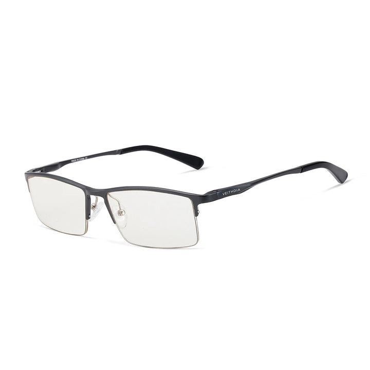 Hdcrafter Men's Semi Rim Square Al Mg Alloy Tr 90 Eyeglasses 8721