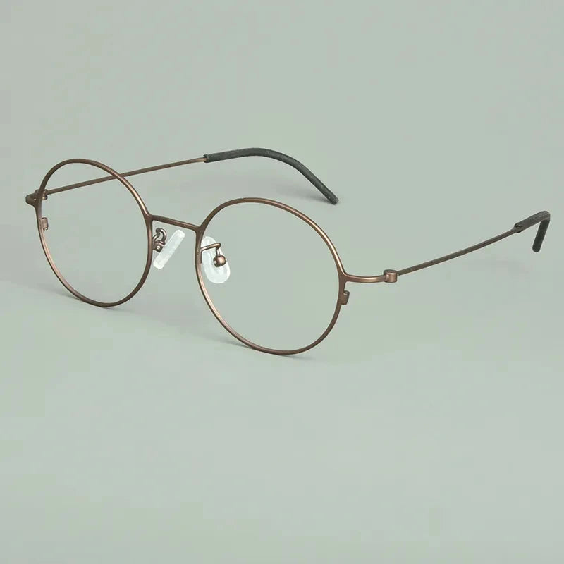 Aimee Unisex Full Rim Round Titanium Eyeglasses 14502 Full Rim Aimee Bronze  