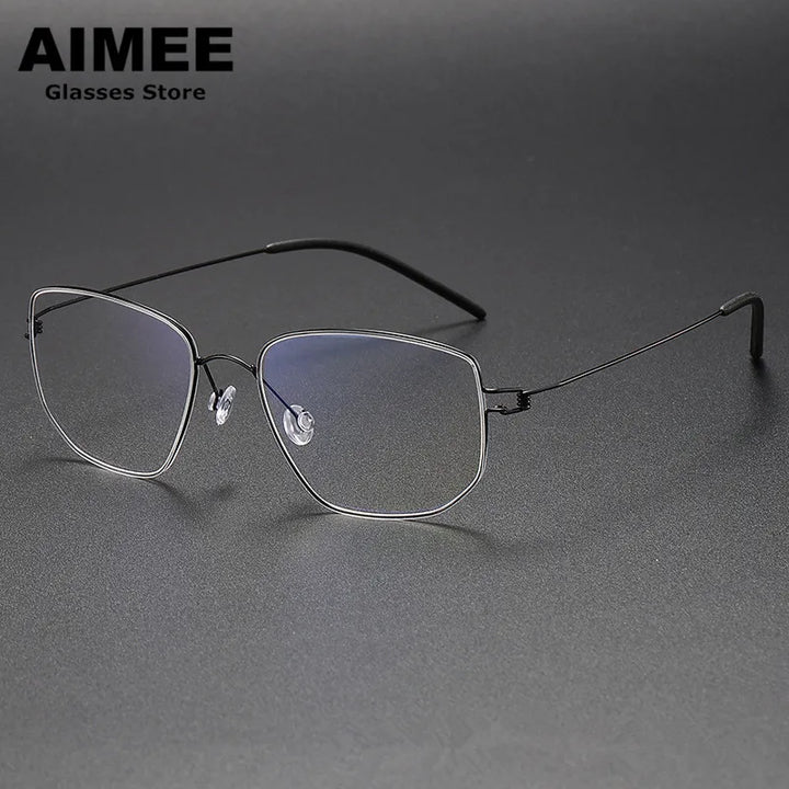 Aimee Women's Full Rim Square Screwless Titanium Eyeglasses 13317 Full Rim Aimee Black  