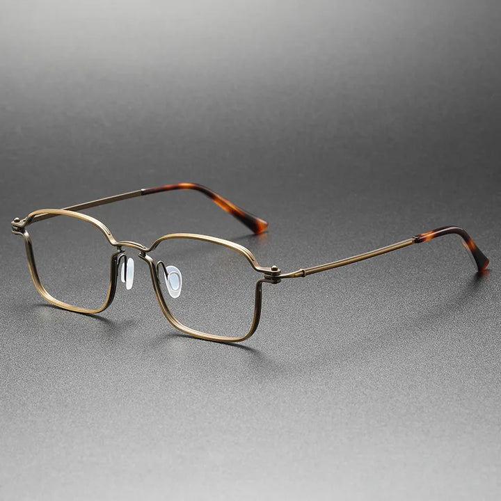 Yimaruili Unisex Full Rim Square Titanium Eyeglasses 5898 Full Rim Yimaruili Eyeglasses Bronze