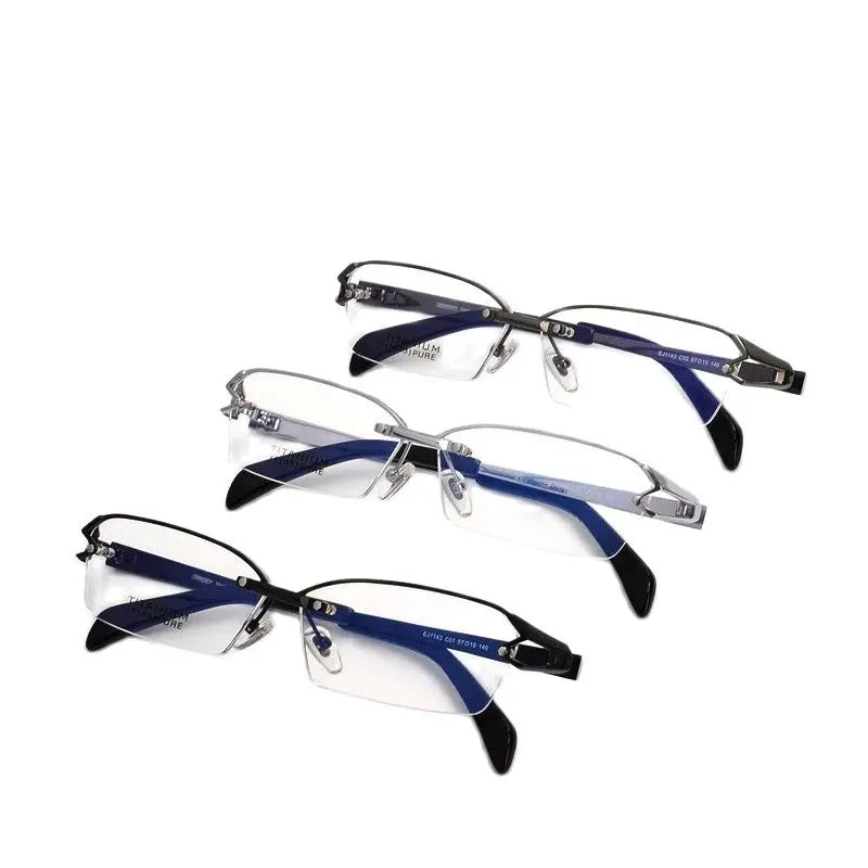 Chashma Men's Semi Rim Square Oval Titanium Acetate Eyeglasses 11437