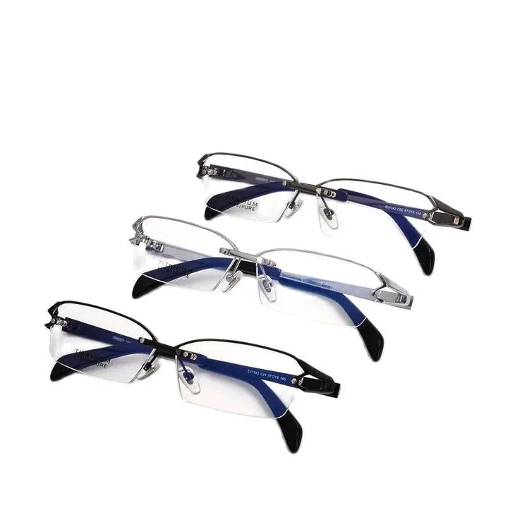 Chashma Men's Semi Rim Square Oval Titanium Acetate Eyeglasses 11437
