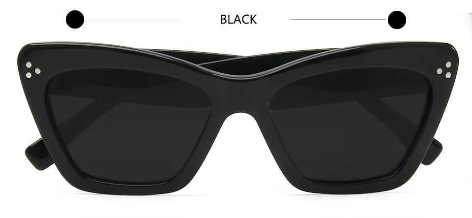 Esnbie Women's Full Rim Polygon Cat Eye Acetate Sunglasses 230201