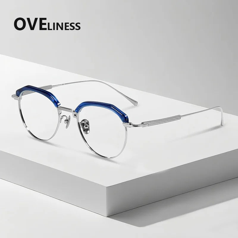 Oveliness Women's Full Rim Flat Top Oval Titanium Acetate Eyeglasses 739903