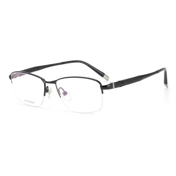 Aimee Unisex Semi Rim Oval Square Titanium Eyeglasses 427007 FuzWeb