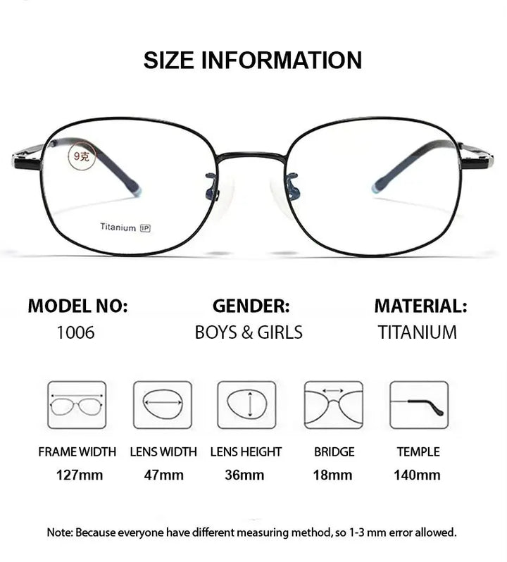 Chashma Ochki Unisex Youth's Full Rim Square Titanium Eyeglasses 881006