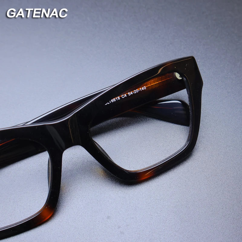Gatenac Unisex Full Rim Square Acetate Eyeglasses Gxyj-1177 Full Rim Gatenac   