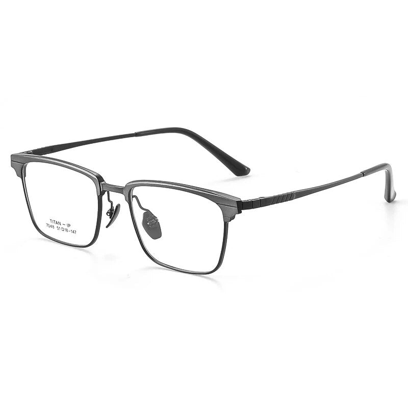 KatKani Unisex Full Rim Square Titanium Eyeglasses 7048 Full Rim KatKani Eyeglasses BlackGun  