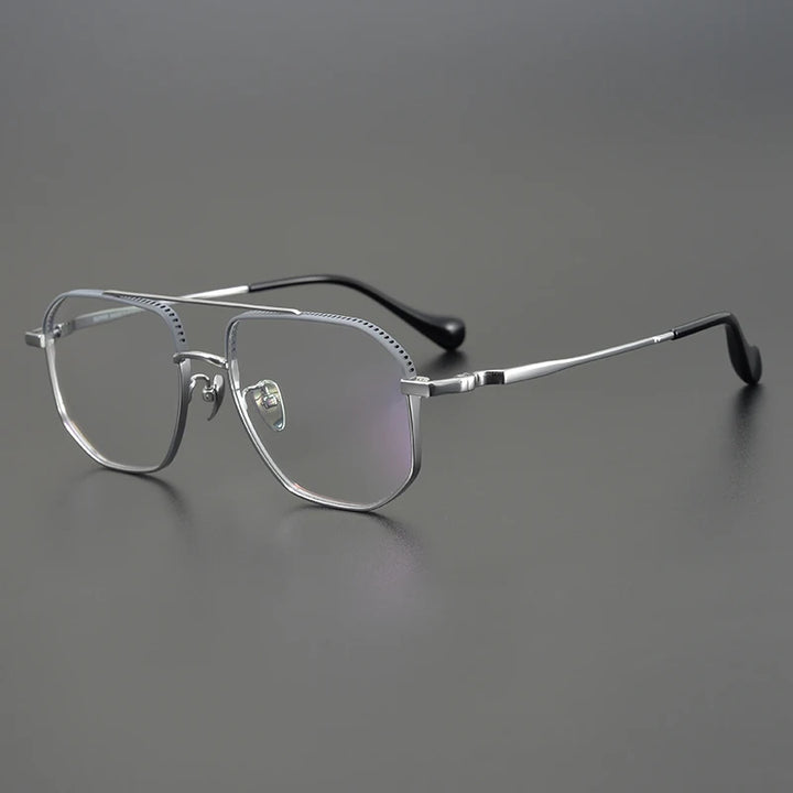 Aimee Unisex Full Rim Square Double Bridge Titanium Eyeglasses 81350