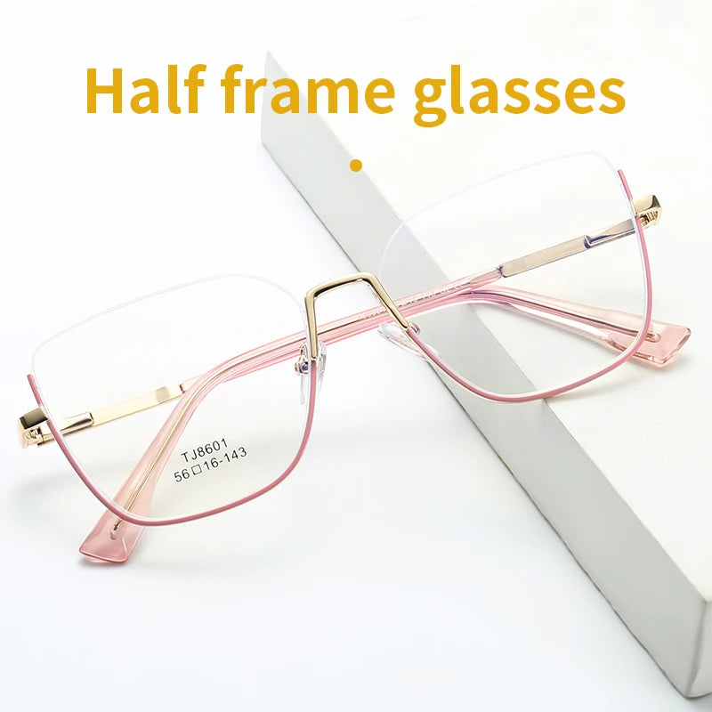 KatKani Women's Semi Rim Cat Eye Alloy Eyeglasses 8601 Semi Rim KatKani Eyeglasses   