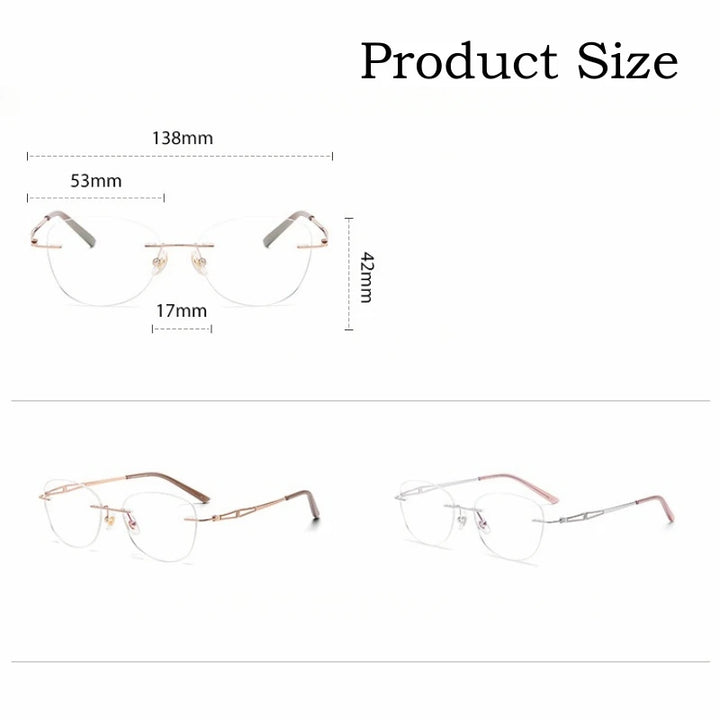 Yimaruili Women's Rimless Square Cat Eye Titanium Eyeglasses 6089 Rimless Yimaruili Eyeglasses