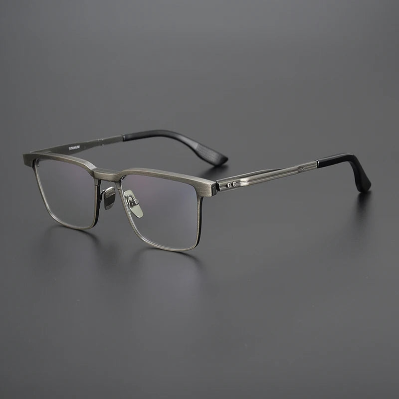 Black Mask Unisex Full Rim Square Titanium Eyeglasses D137b Full Rim Black Mask Gun Gray  