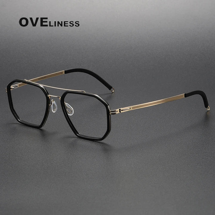 Oveliness Women's Full Rim Oval Double Bridge Acetate Titanium Eyeglasses 8202316