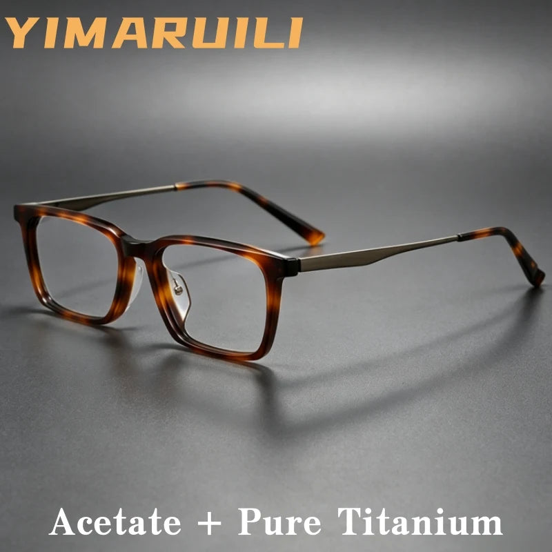 Yimaruili Unisex Full Rim Square Titanium & Acetate Eyeglasses GG583F — view 1 | Yimaruili at FuzWeb