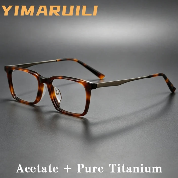 Yimaruili Unisex Full Rim Square Titanium &amp; Acetate Eyeglasses GG583F — view 1 | Yimaruili at FuzWeb