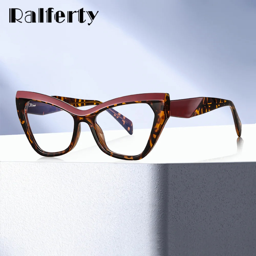 Ralferty Women's Full Rim Oval Cat Eye Thick Acetate Eyeglasses 882198