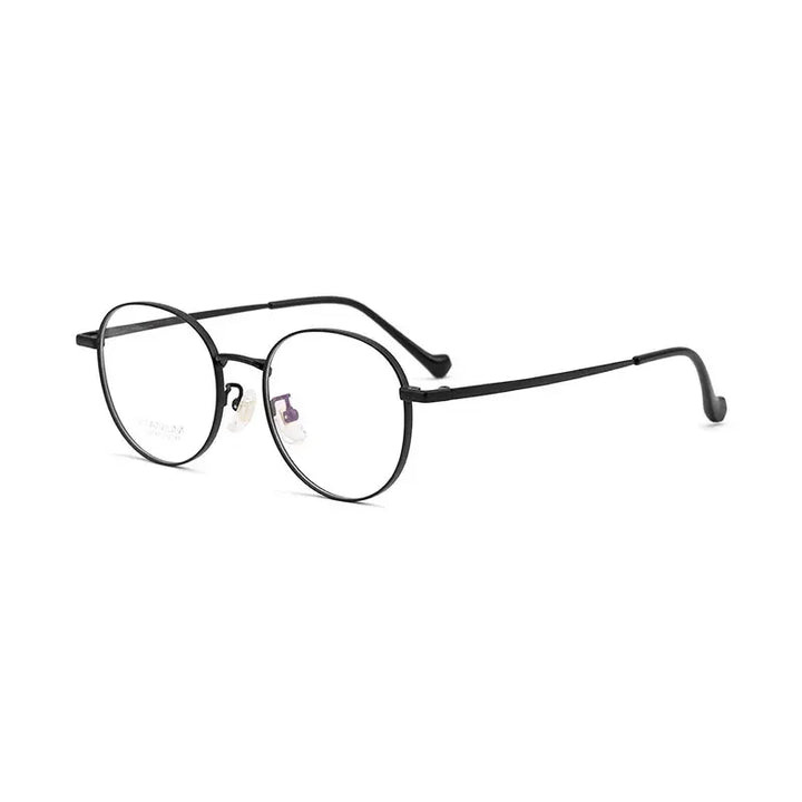 Handoer Women's Full Rim Round β Titanium Frame Eyeglasses 3933 Full Rim Handoer black  