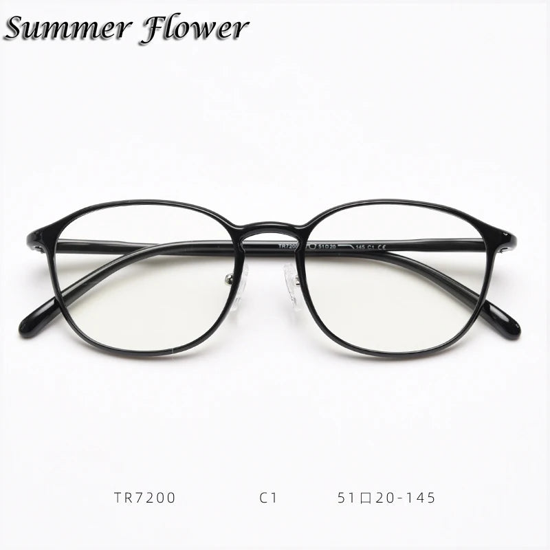 Summer Flower Women's Full Rim Oval Square Tr 90 Titanium Eyeglasses 87200